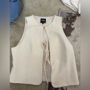 Zara tie front cream top